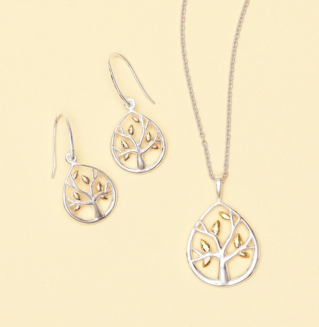 Tree of Life with Golden Leaves Pendant