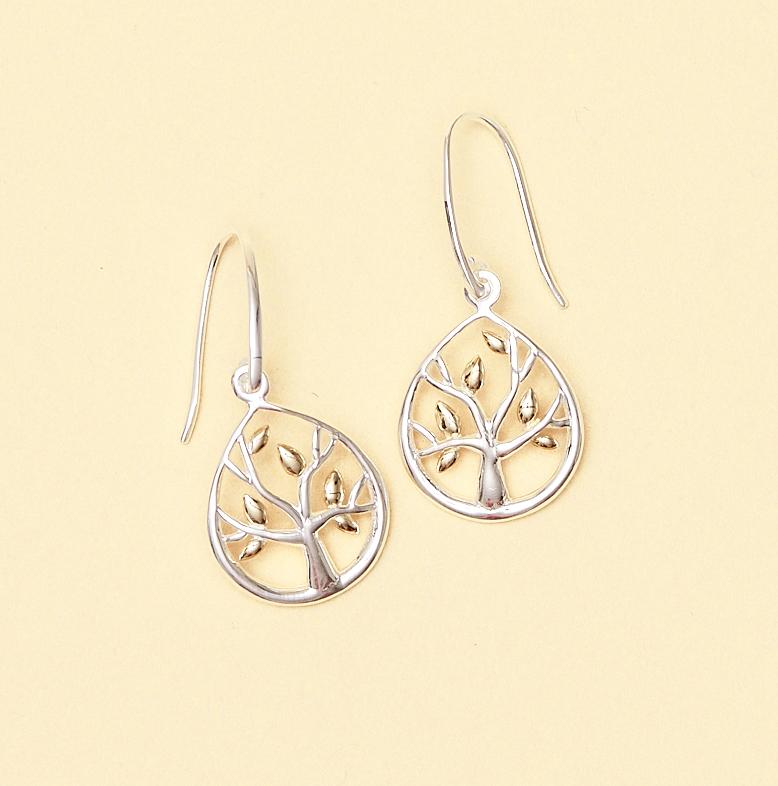 Tree of Life with Golden Leaves Earrings